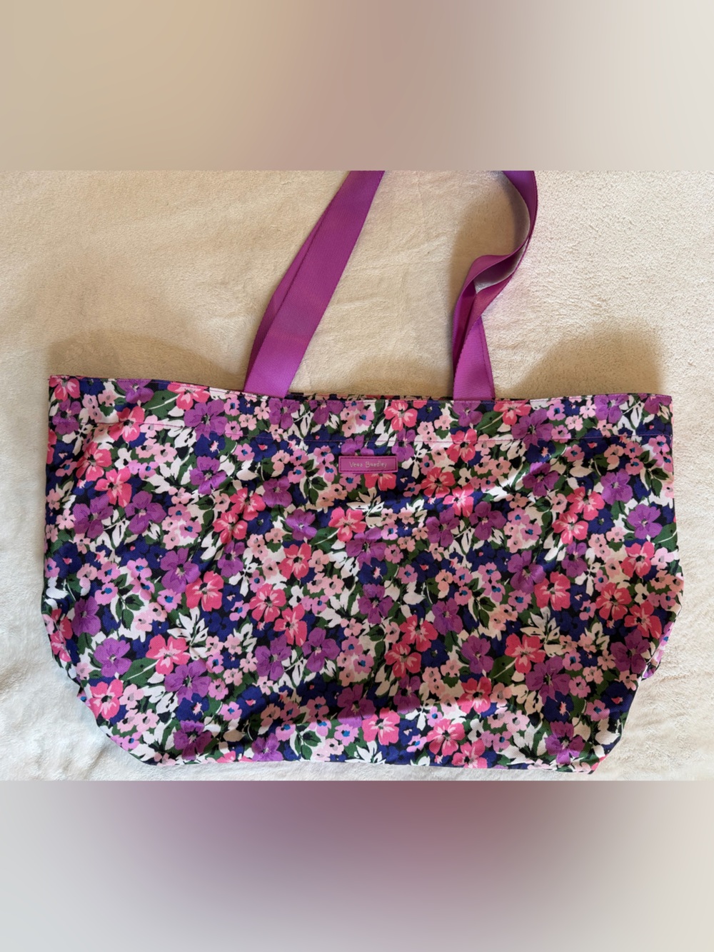 Vera Bradley Pink and Purple Floral Canvas Tote